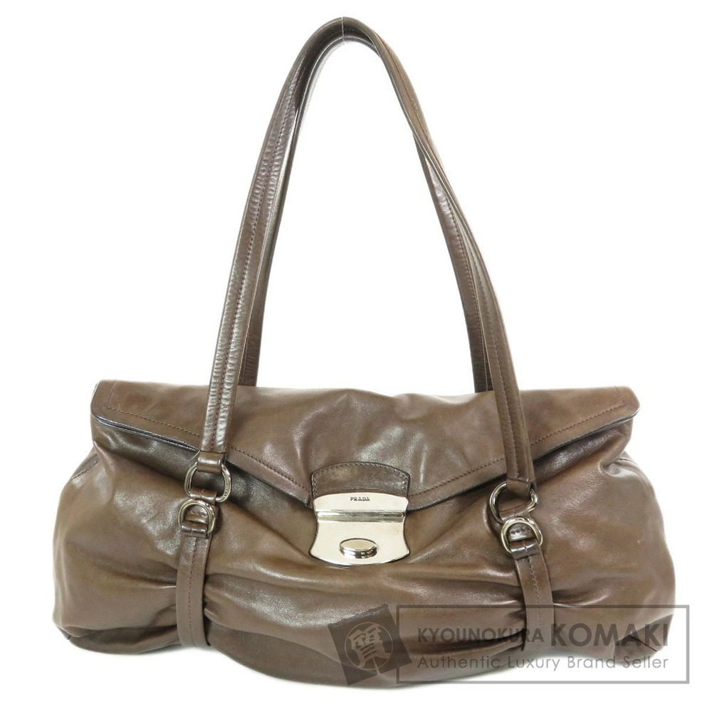 Prada Vitello Daino Easy Shoulder Bag gathered chocolate brown leather
